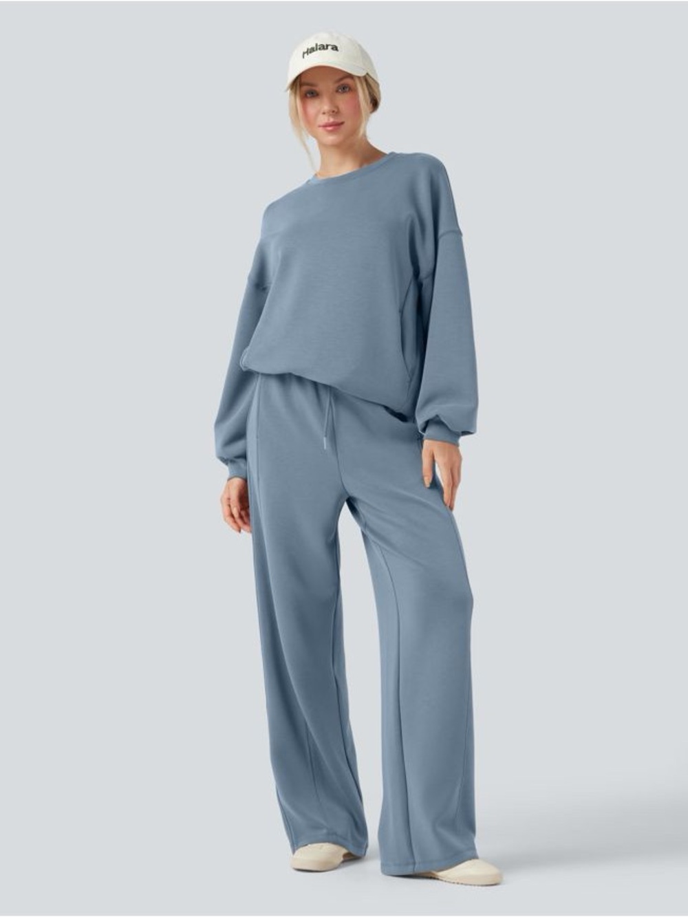 A NEW DAY Muted Teal Blue Relaxed Modal Sporty Crew Neck Pullover Sweatshirt